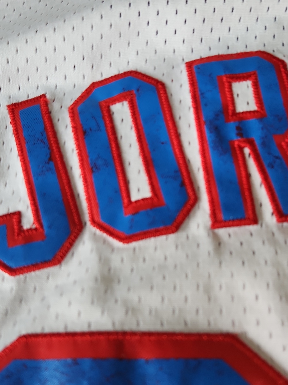 Champion White Tune Squad Basketball Jersey with Red & Blue Accents & JORDAN 23 - Picture 10 of 14
